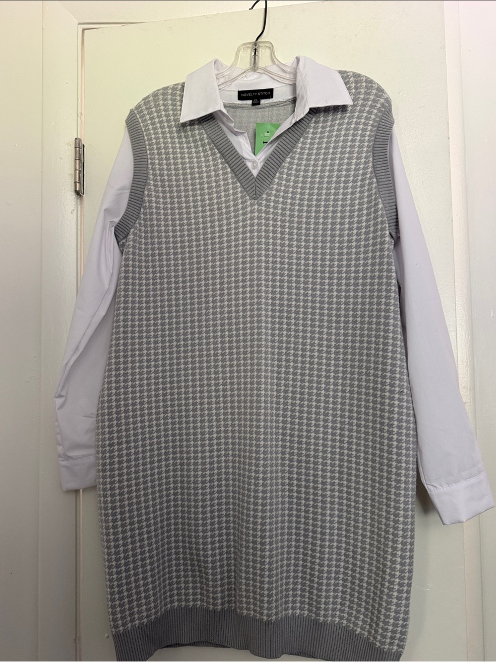 Light Gray Houndstooth Backless Dress